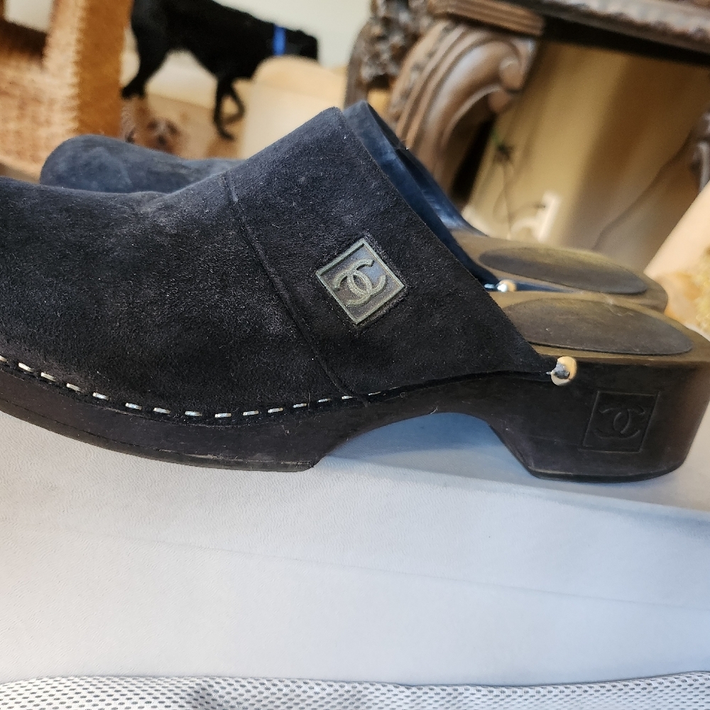 Chanel Mules Suede Navy Blue - Picture 5 of 10